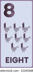 Collection number for kids: male hens  - number 1, rooster. Vector illustration.