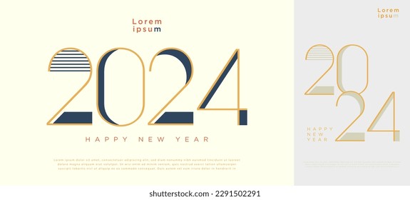 Collection of numbers 2024 for new year celebration. simple celebration poster. Unique flat and distinct numeral modern vector design. Unique premium vector with multiple shapes.