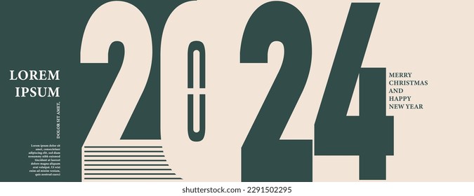Collection of numbers 2024 for new year celebration. simple celebration poster. Flat number modern vector design. Unique premium vector with multiple shapes.