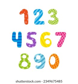 Collection of numbers with abstract patterns. Alphabet for composing phrases and designing cards, titles, invitations and logos.