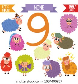 Collection of numbers with animals.From 1 to 10- Set for kids learning to count and to write.