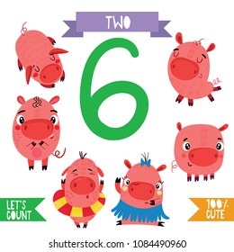 Collection of numbers with animals.From 1 to 10- Set for kids learning to count and to write.
