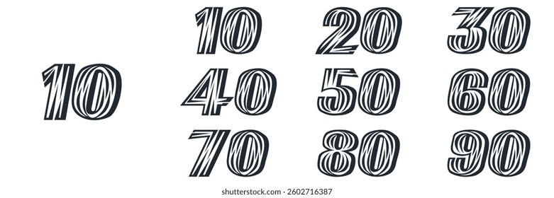 collection numbers Anniversary logo set icon vector design, black and white background