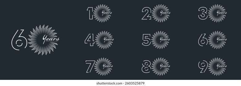 collection numbers Anniversary logo set icon vector design