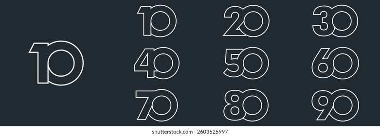 collection numbers Anniversary logo set icon vector design
