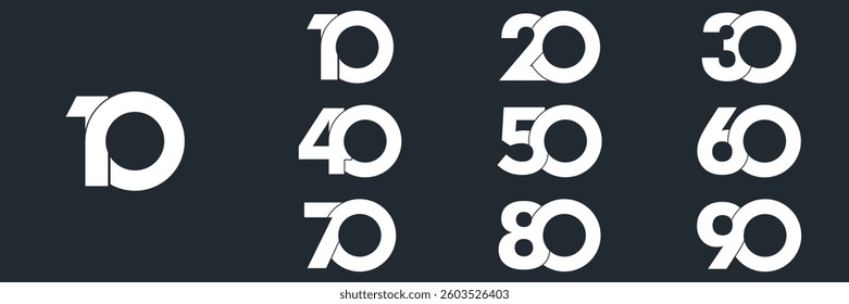 collection numbers Anniversary logo set icon vector design