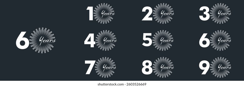 collection numbers Anniversary logo set icon vector design