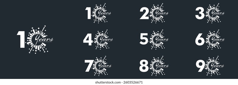 collection numbers Anniversary logo set icon vector design