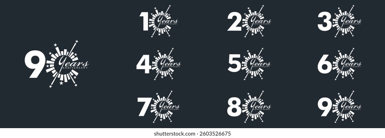collection numbers Anniversary logo set icon vector design