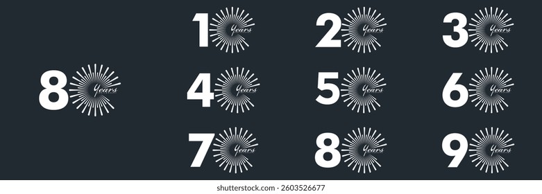 collection numbers Anniversary logo set icon vector design