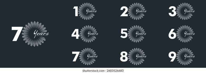 collection numbers Anniversary logo set icon vector design