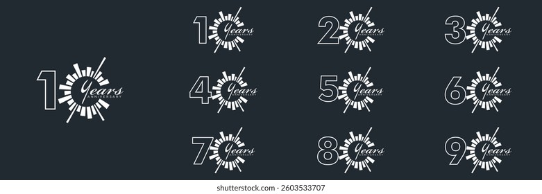  collection numbers Anniversary logo set icon vector design