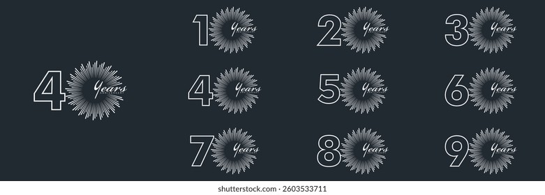  collection numbers Anniversary logo set icon vector design