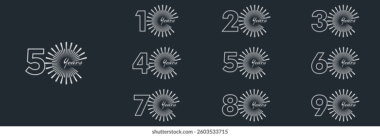  collection numbers Anniversary logo set icon vector design