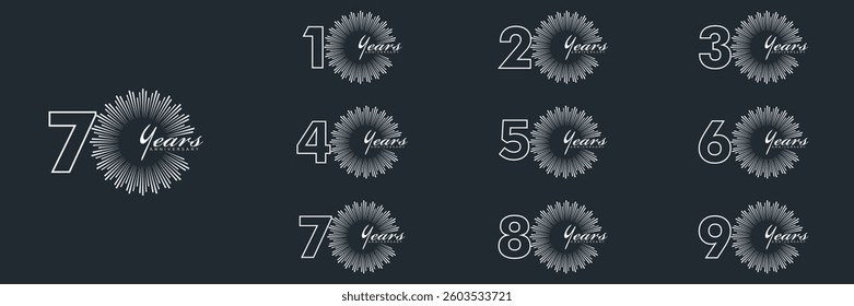  collection numbers Anniversary logo set icon vector design