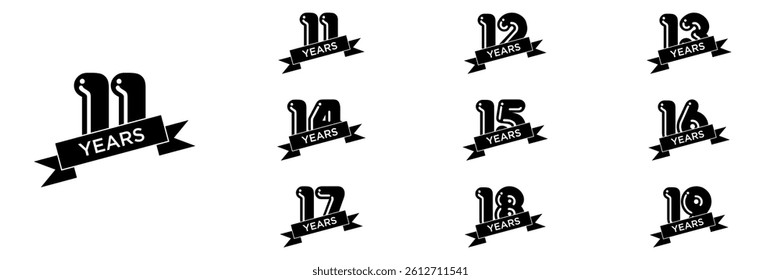 collection numbers Anniversary logo set icon vector design