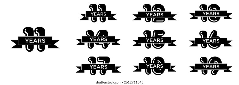 collection numbers Anniversary logo set icon vector design