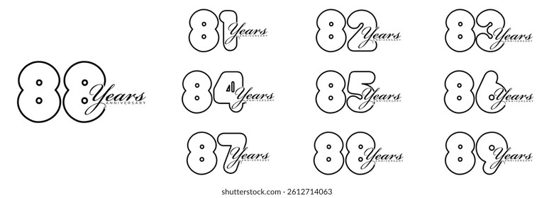 collection numbers Anniversary logo set icon vector design
