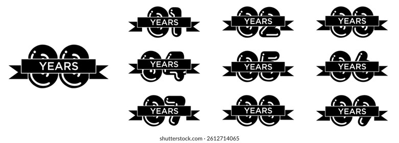 collection numbers Anniversary logo set icon vector design