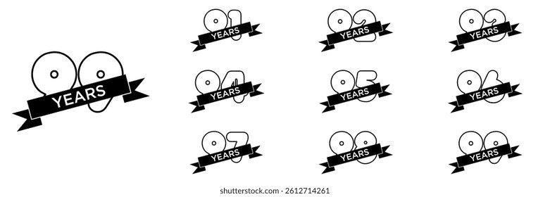 collection numbers Anniversary logo set icon vector design