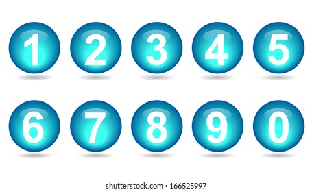 collection of numbers - Aqua spheres.