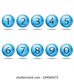 collection of numbers - Aqua spheres.