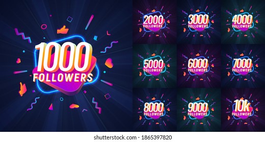 Collection Of Numbers For Followers Vector Illustration. Set Of Icons With Numbers For Celebrate Of Followers Isolated Design Elements