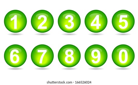 collection of numbers - Green spheres.