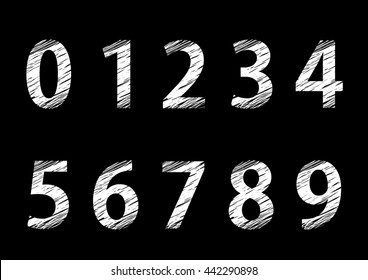 Collection Of Numbers Icons Set - Isolated On Black Background. Vector Illustration, Graphic Design