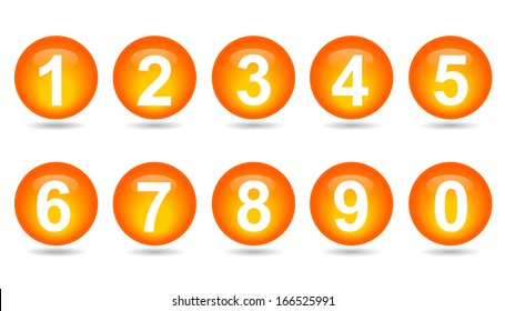 collection of numbers - Orange spheres.