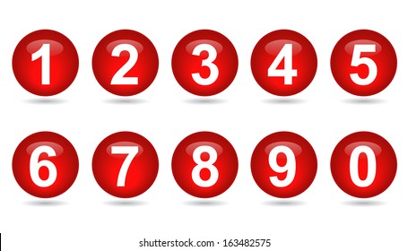 collection of numbers - red spheres 