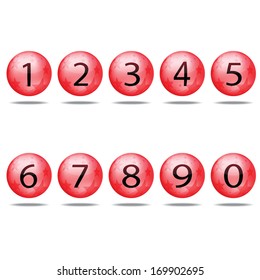 collection of numbers - red spheres