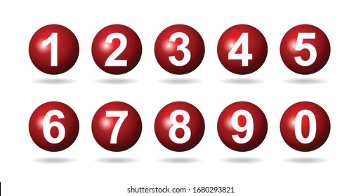 collection of numbers - Red spheres. illustrator Vector