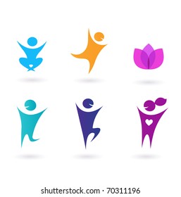 Collection o human icons - yoga and sport. Set of yoga icons.