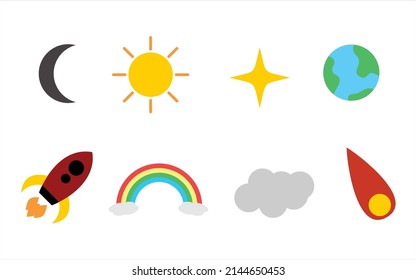 collection of objects illustration in flat design sky icon