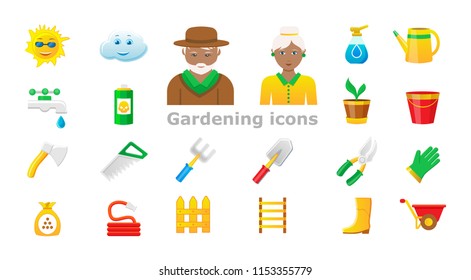 Collection of objects and symbols for agriculture. Set of cartoon icons isolated on white background.