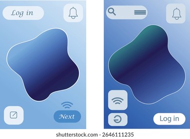 Collection Of Ocean Gradient Poster with UI Buttons and Icons – Modern Tech Background for Interface Design.