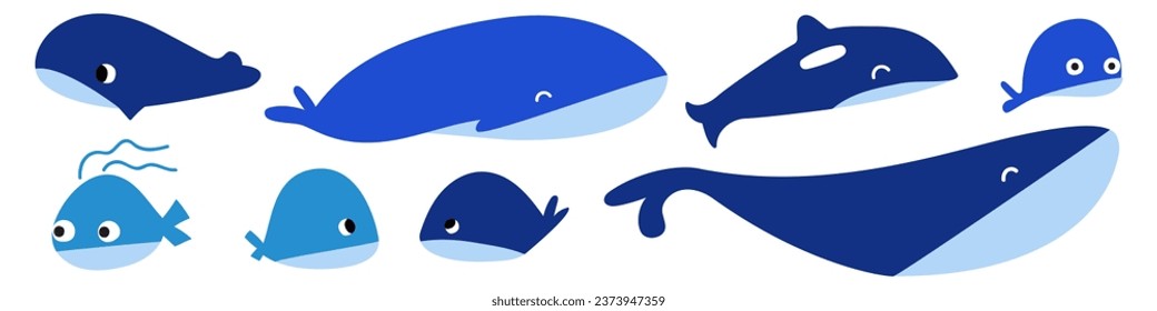 Collection of ocean life. Illustration. Vector hand drawn design on white background. 