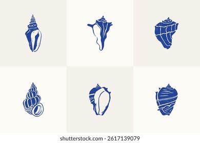 Collection of ocean and sea-themed vector illustrations. Includes waves, marine animals, shells, boats, and underwater elements. Perfect for summer designs and nature projects.