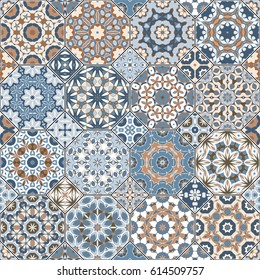 Collection of octagonal and square seamless patterns. Decorative and design elements for textile, book covers, manufacturing, print, gift wrap. Vector illustration.