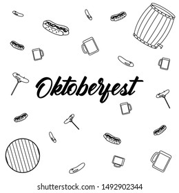 a collection of octoberfest line drawing elements