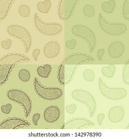 Collection od hand drawn vector seamless patterns. Nice vintage tints.
