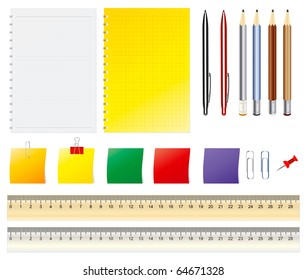 Collection of office accessories for writing