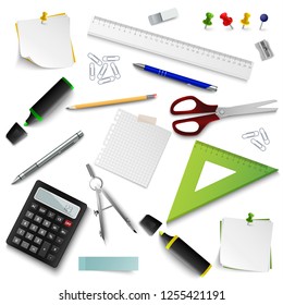 Collection of office different design elemets supplies template