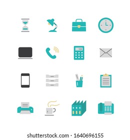 COLLECTION OF OFFICE FLAT ICONS