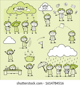 Collection of Office Girl - Set of Concepts Vector illustrations