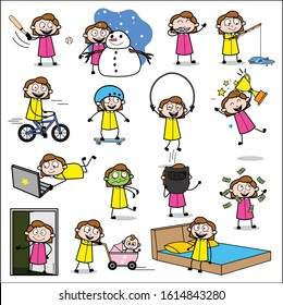 Collection of Office Girl - Set of Concepts Vector illustrations