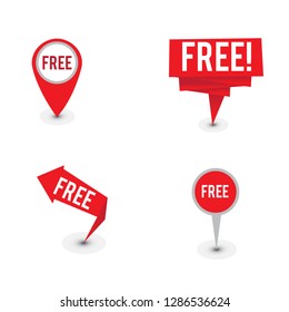 Collection ofred and gradient discount stickers