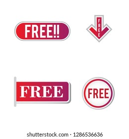Collection ofred and gradient discount stickers
