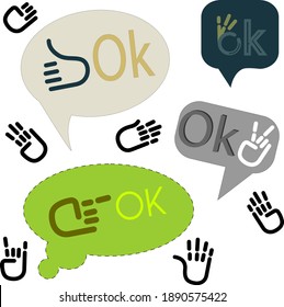 Colección de OK, diferentes manos, gestos, señales y signos